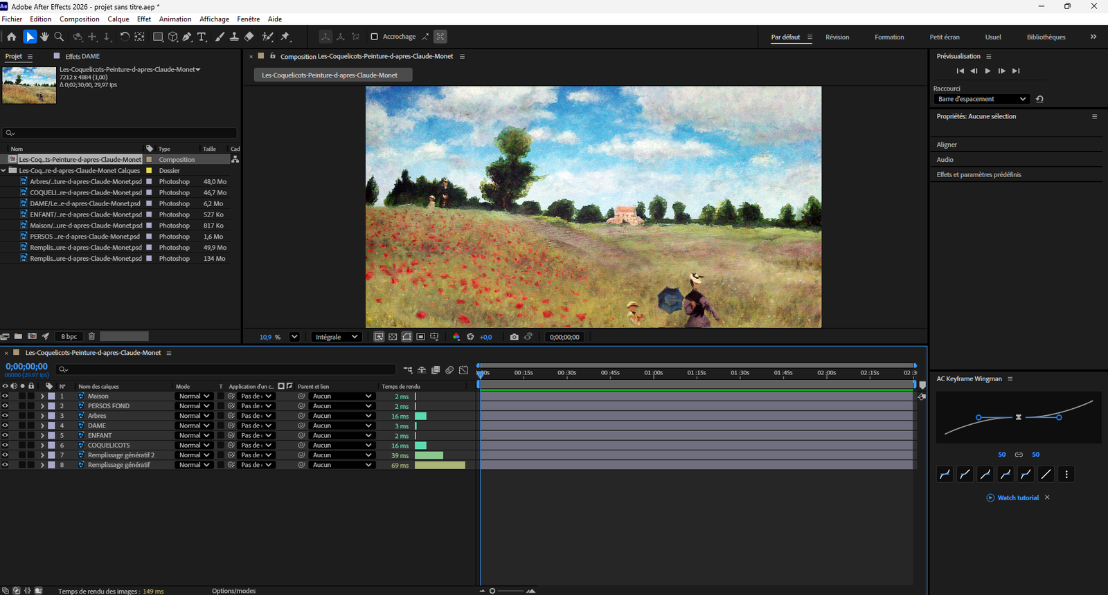 Processus de création - découpe parallaxe et animation After Effects